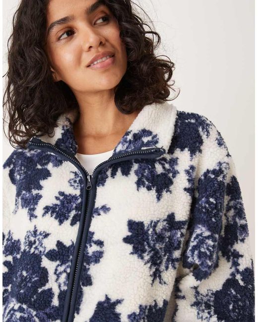 ASOS Blue Zip Through Borg Fleece