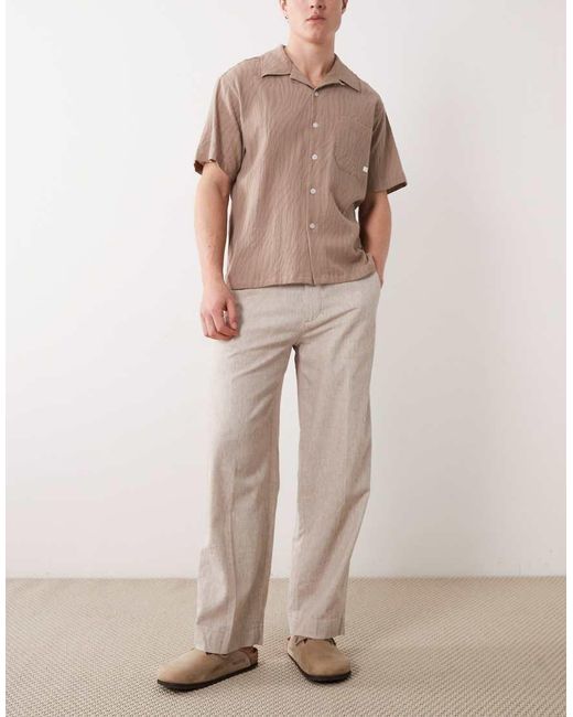 Abercrombie & Fitch Natural baggy Twill Linen Blend Trousers for men