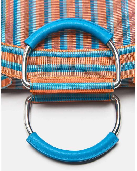 Pull&Bear Blue Striped Tote Bag