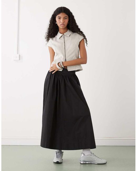 Weekday White Zip Up Top With Cap Sleeves