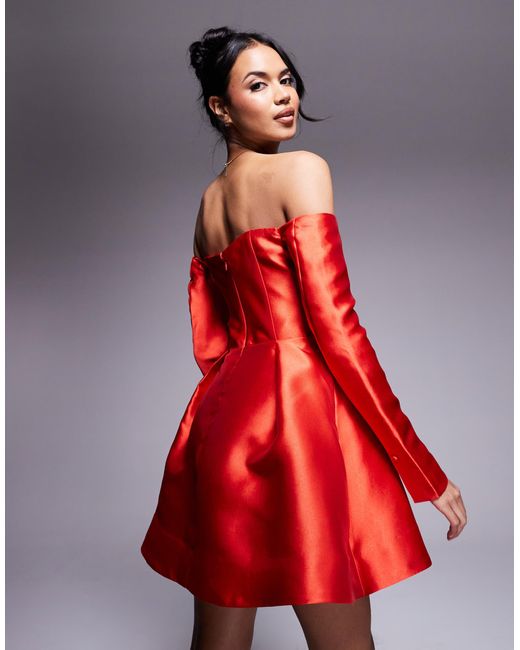 EVER NEW Red Structu Mini Dress