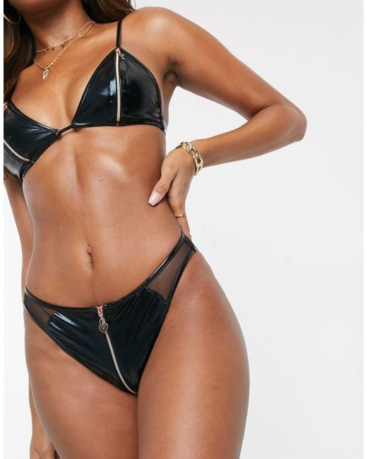 Savage x Fenty Locket Down Hooguitgesneden Vinyl Bikinibroekje