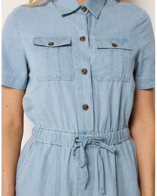 Long Tall Sally Blue Denim Elasticated Jumpsuit
