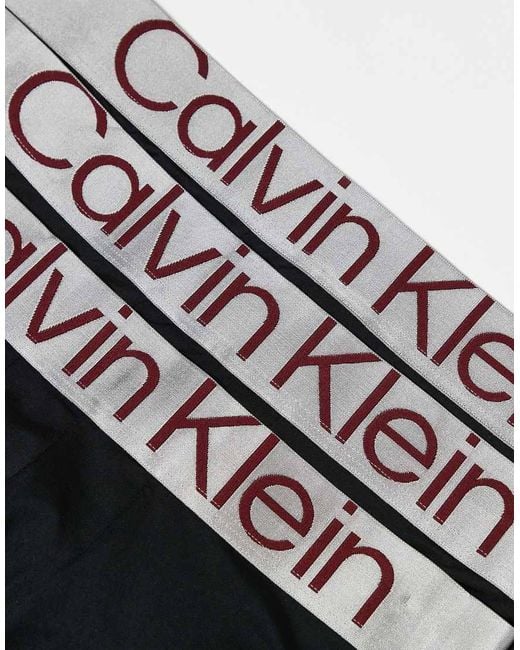 Calvin Klein Black Steel 3 Pack Low Rise Trunk With Logo Waistband for men