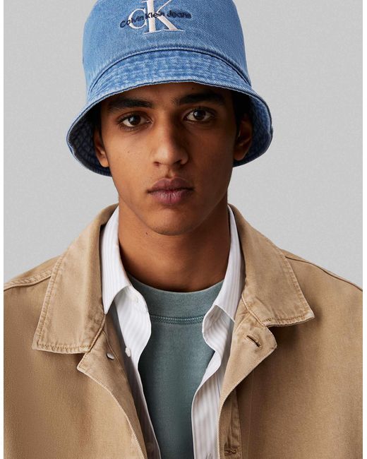 Calvin Klein – anglerhut aus vintage-denim in Blue für Herren