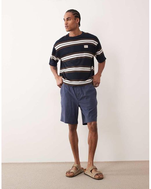 Jack & Jones Blue Linen Mix Drawstring Shorts for men