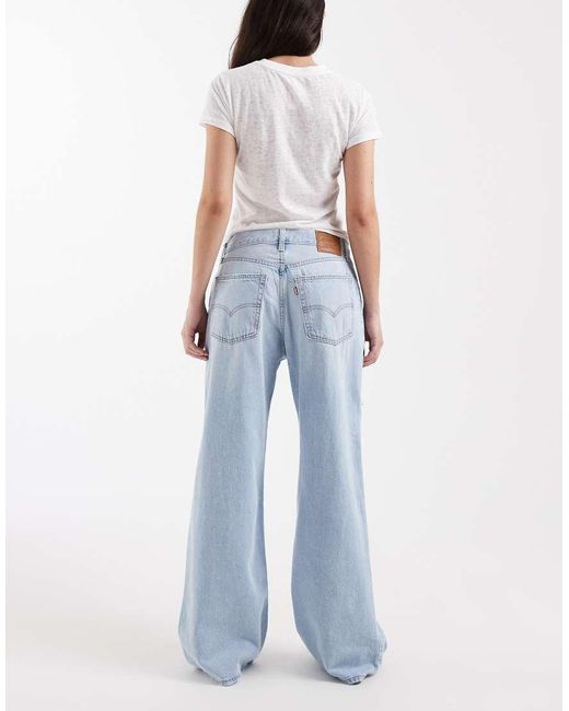Levi's Blue Loose Bootcut Denim Jeans With Rips