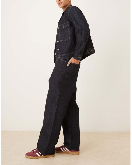 ASOS Blue Premium Selvedge baggy Jeans for men