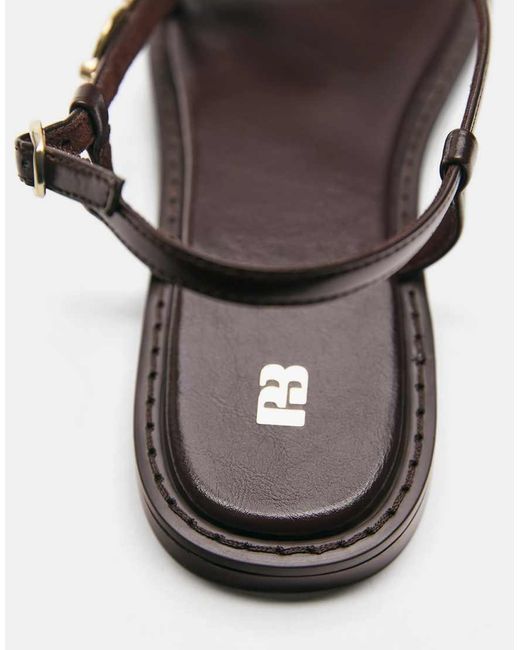 Pull&Bear Brown Flat Beaded Sandals