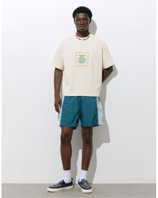 Pull&Bear White Embroidered Star T-shirt for men