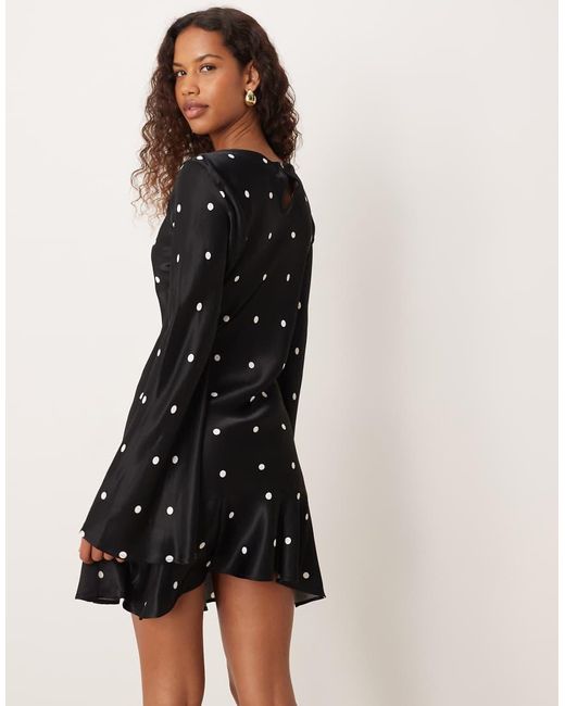 ASOS Black Flare Sleeve Satin Mini Dress