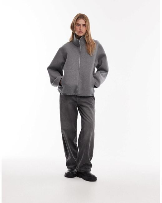 ARKET Gray High Neck Zip Up Jacket