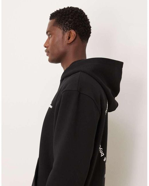 ASOS Black Relaxed Hoodie With Logo Print for men