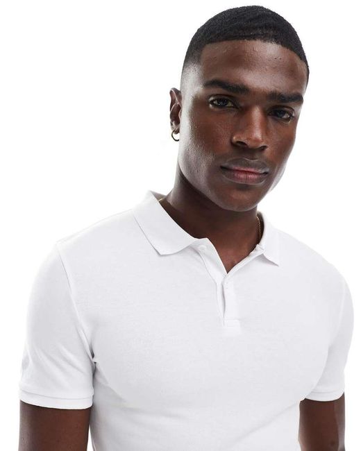 ASOS White Essentials Muscle Fit Polo for men