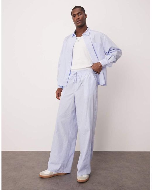 ASOS Super Baggy Gestreepte Broek in het White voor heren
