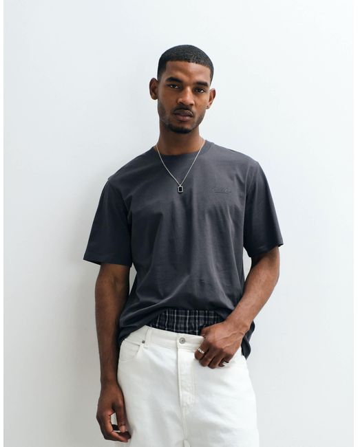 Jack & Jones Blue Script Chest Logo T-shirt for men