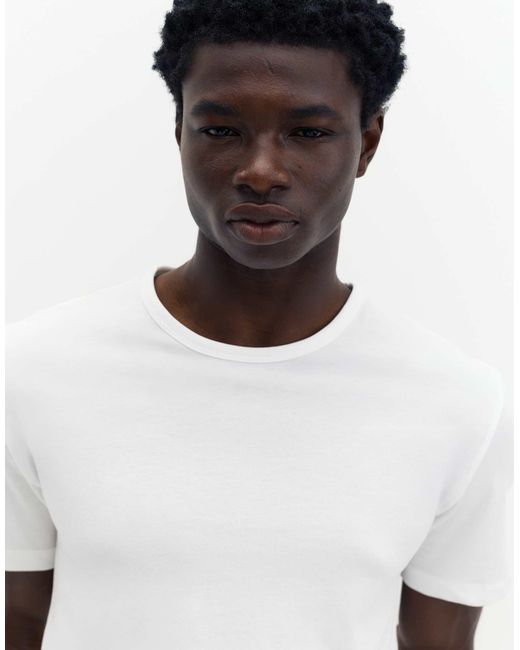 Pull&Bear Pull & bear – basic – slim-fit-t-shirt in White für Herren