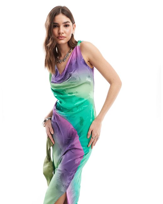 Robe longue en satin coupée en biais - dégradé Closet en coloris Multicolor
