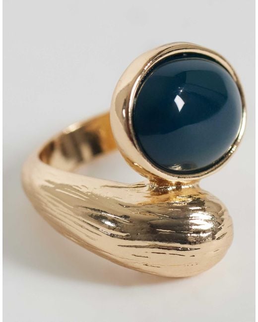 ASOS Blue Wrap-Around Ring With Stone-Setting