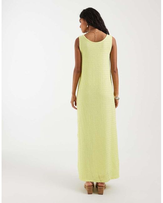 Pieces Yellow Reversible Textured Jersey Maxi Dress