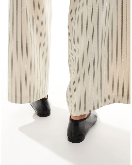 & Other Stories Natural Leather Pointed Ballet Flats With Front Seam Detail