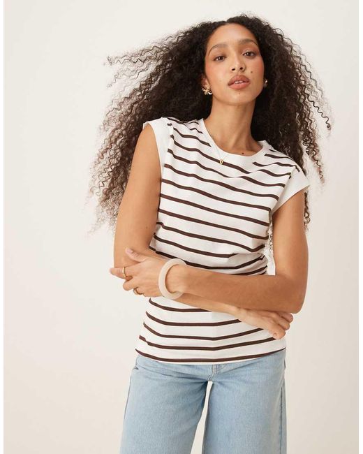 ASOS White Corset Waist Sharp Shoulder Tank Top