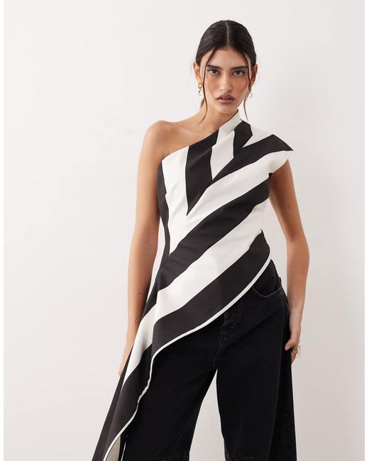 ARRANGE Natural One Shoulder Drape Top