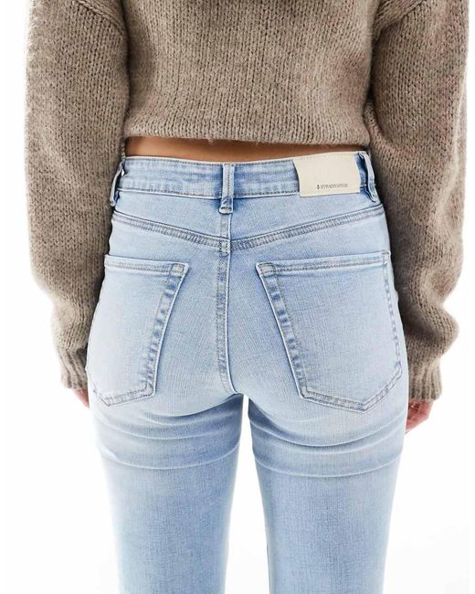 Stradivarius Blue D74 Flare Slit Jeans