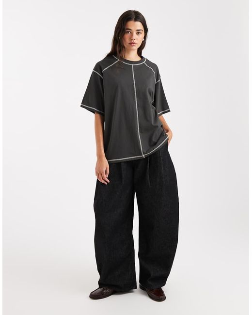 ASOS Black Oversized Short Sleeve T-shirt With Contrast Seams