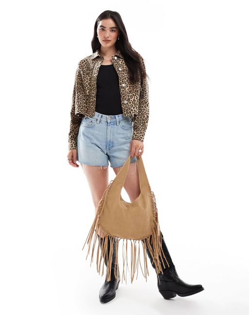 ONLY Brown Cropped Denim Jacket