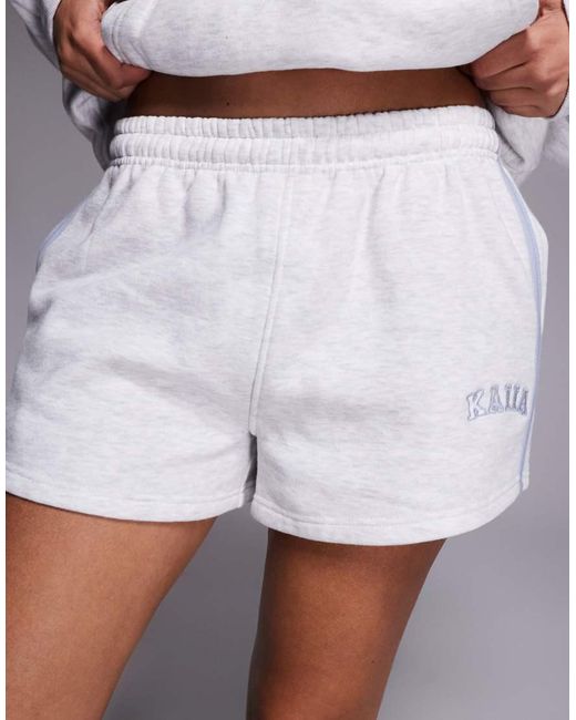 Kaiia White Cotton Rich Embroidered Logo Side Stripe Sweat Shorts