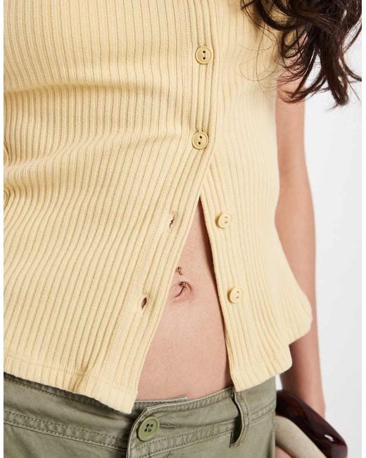 Free People Natural Most Wanted Rib Button Down Cardigan Top