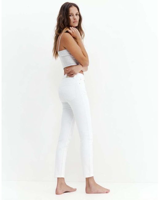 Pull&Bear White High-Waist Skinny Jeans