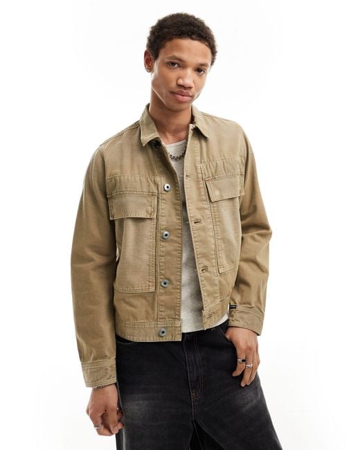G-Star RAW Natural Denim Utility Jacket With Oversized Pockets for men