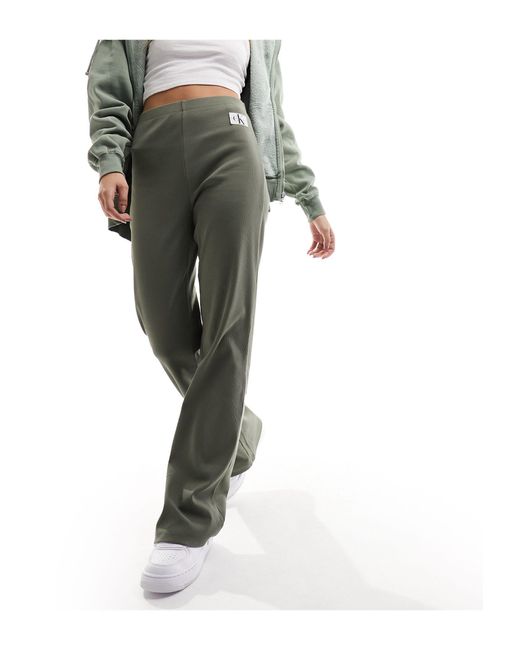 Pantalon droit tissé avec étiquette - olive Calvin Klein en coloris Green