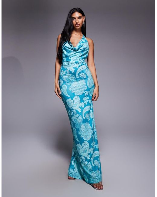 South Beach Blue Halterneck Beach Maxi Dress