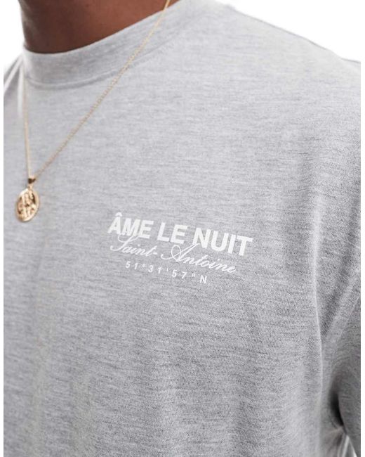 River Island Gray Ame Le Nuit Logo T-shirt for men