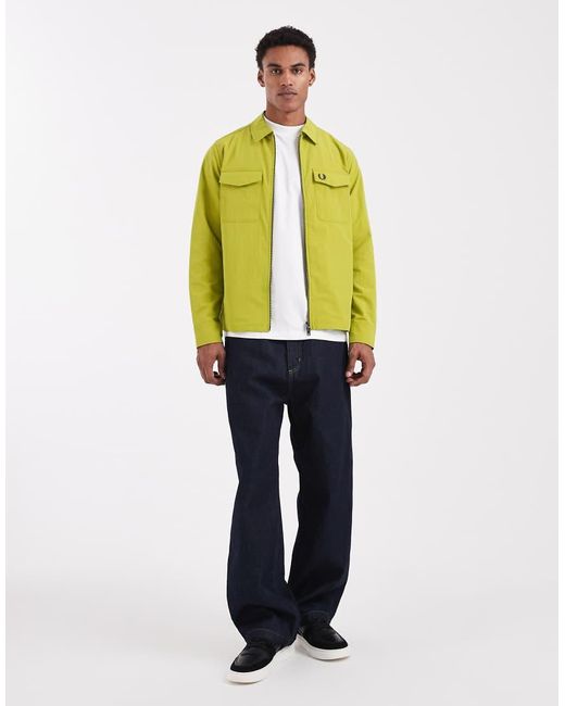 Fred Perry Green Zip Through Overshirt Jacket for men