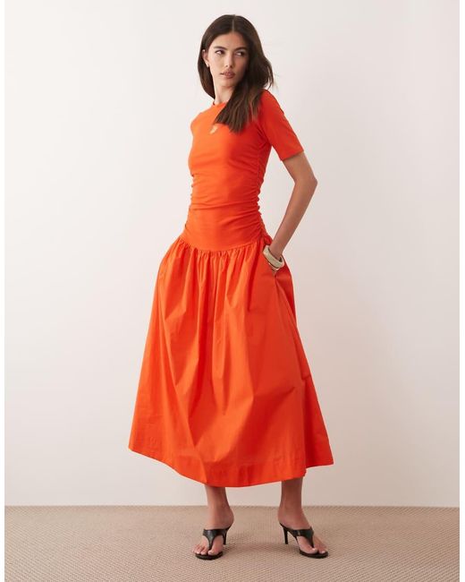 Never Fully Dressed Red Grace Cotton T-shirt Drop Waist Maxi Dress Dress