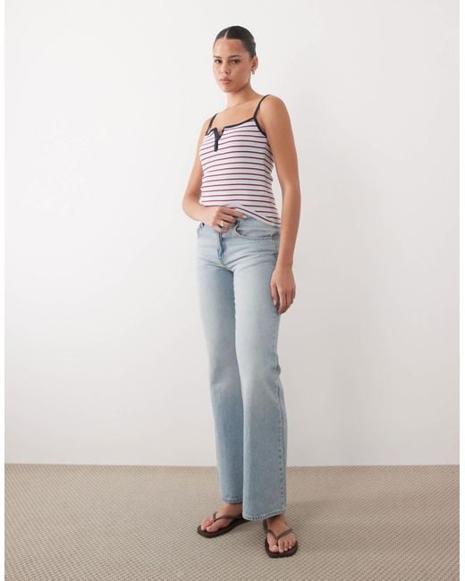 Abercrombie & Fitch White – geripptes henley-camisole