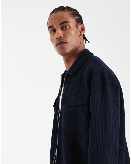 ASOS Blue Relaxed Zip Through Jacket for men