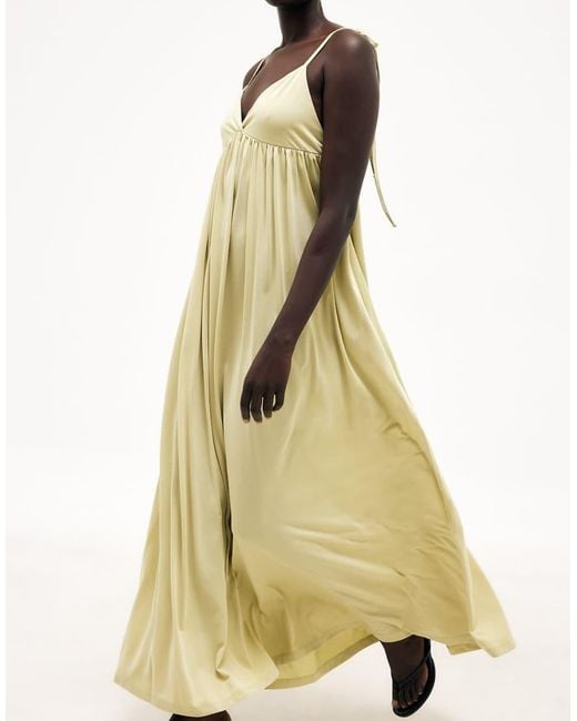 NA-KD Natural Flowy Tie Shoulder Maxi Dress