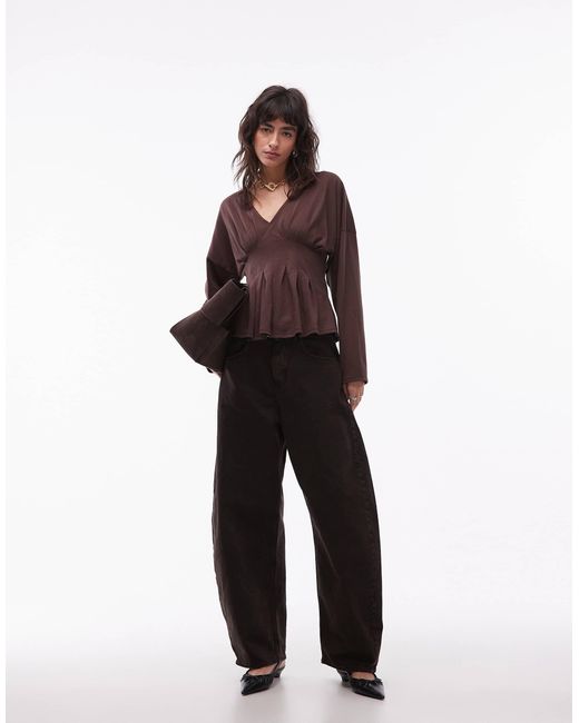 ASOS Brown – tailliertes, langärmliges oberteil