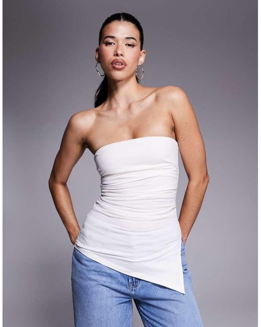 GOOD AMERICAN White Super Stretch Jersey Tube Top