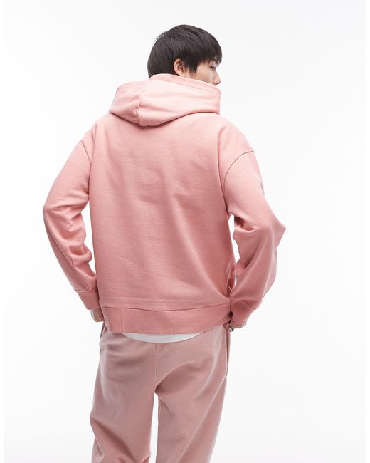 Topman Pink Oversized Fit Hoodie for men