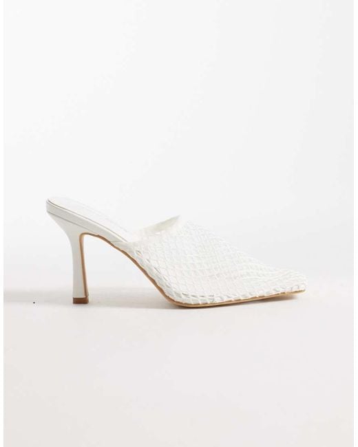 Public Desire White Ada Mesh Heeled Mules
