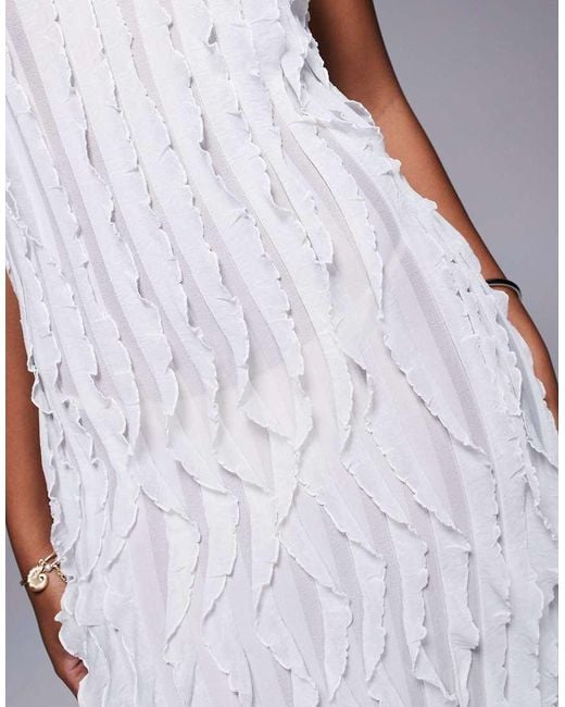 Public Desire Blue Ruffled Detail Maxi Dress Cream
