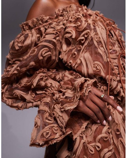ASOS Brown – strukturiertes, schulterfreies oversize-minikleid