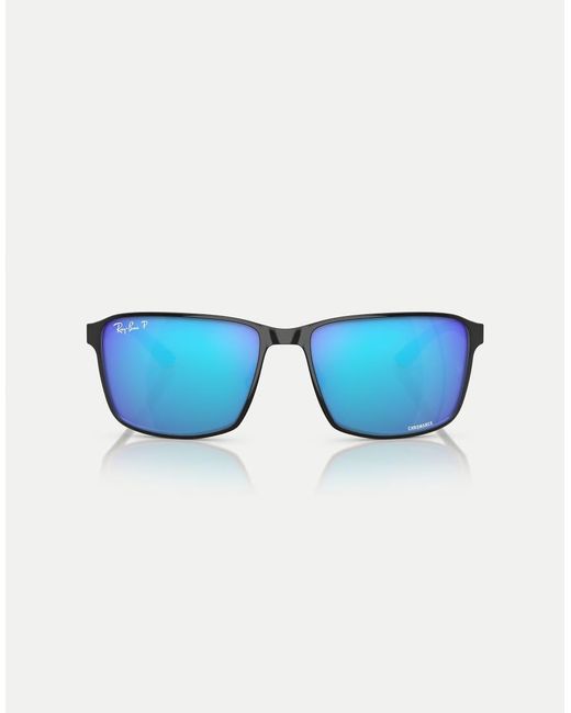Ray-Ban Blue Rb3721Ch Chromance Square Polarised Sunglasses With Mirrored Lens