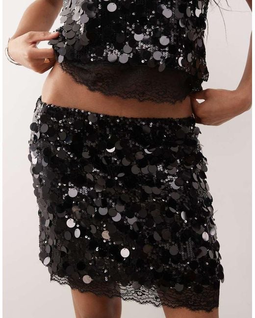 Noisy May White Disc Sequin Mini Skirt Co-Ord